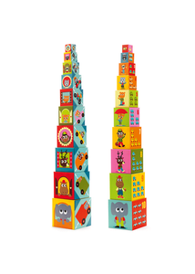 Toronyépítő kocka - Autók - 10 vehicles blocks - Djeco