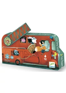 Formadobozos mini puzzle-tűzoltóautók-16db-os - Djeco