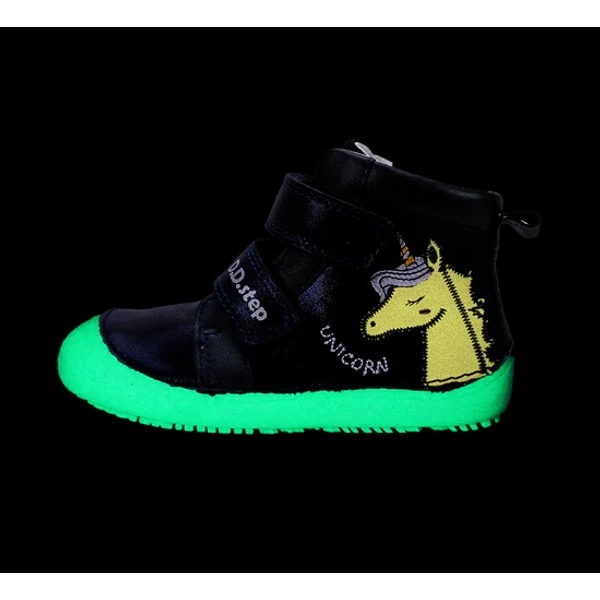 D.D.Step Kislány Barefoot Zárt cipő fluoreszkálós - Unikornis- Sötétkék - A063-52815A