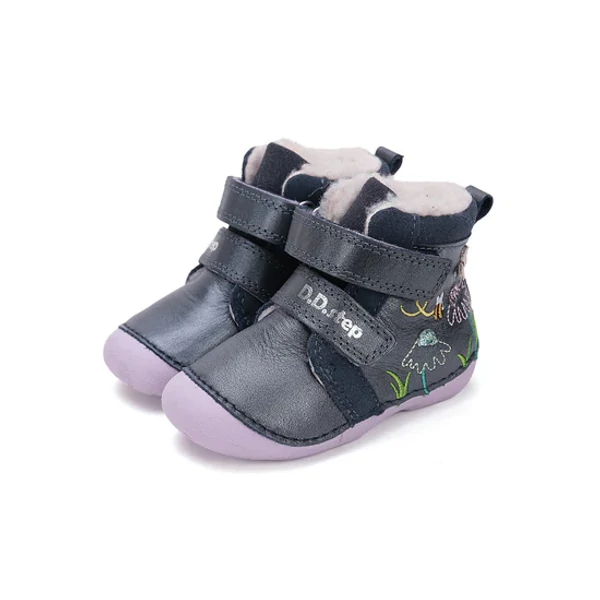 D.D.Step Kislány Első lépés Bélelt bokacipő - Mintás - Kék - W015-52997B