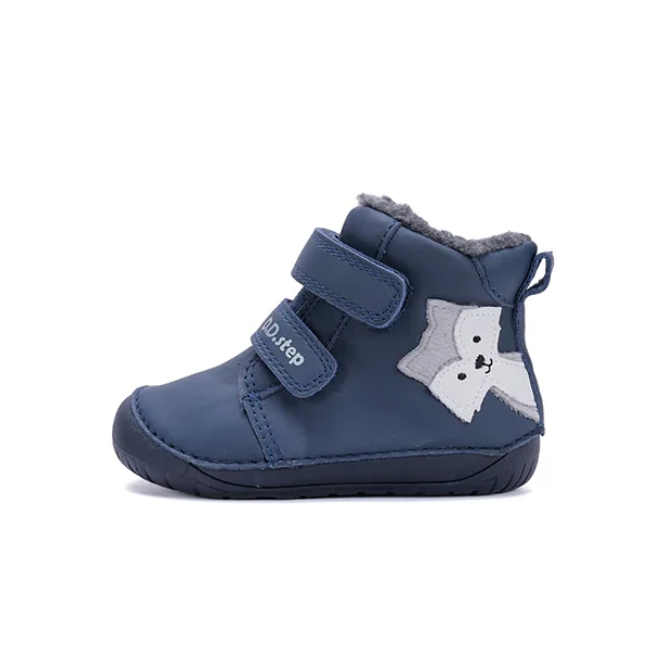 D.D.Step Kisfiú Barefoot Bélelt bokacipő - Kutyás - Kék - W070-52301A