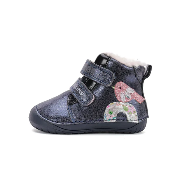 D.D.Step Kislány Barefoot Bélelt bokacipő - Madárkás - Kék - W070-52624