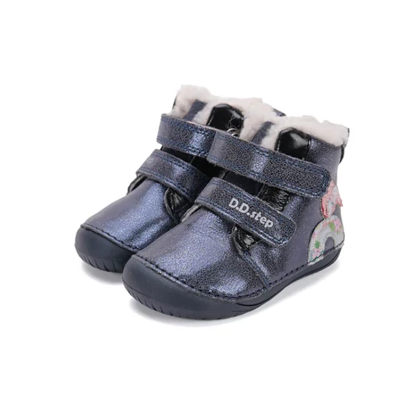 D.D.Step Kislány Barefoot Bélelt bokacipő - Madárkás - Kék - W070-52624