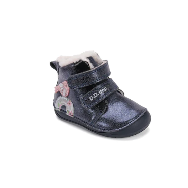 D.D.Step Kislány Barefoot Bélelt bokacipő - Madárkás - Kék - W070-52624