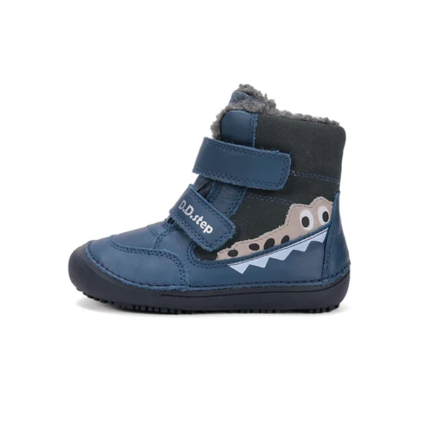D.D.Step Kisfiú Barefoot Bélelt bokacipő -  Krokodilos - Kék - W063-52415