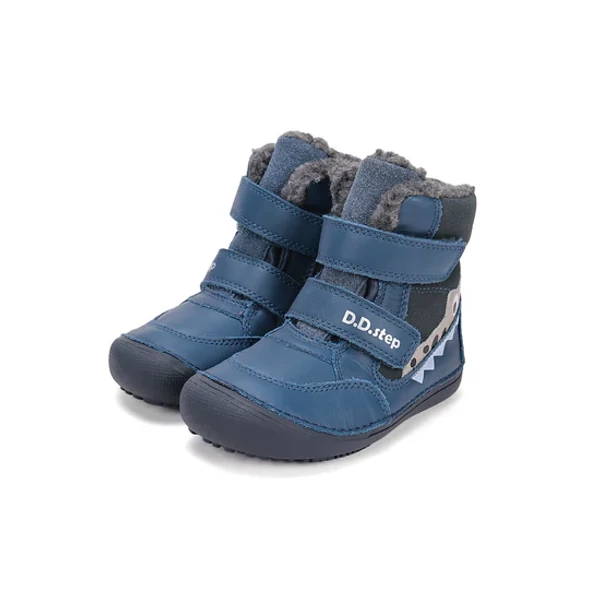 D.D.Step Kisfiú Barefoot Bélelt bokacipő -  Krokodilos - Kék - W063-52415