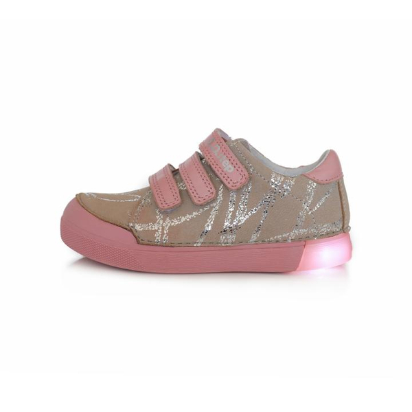 D.D. Step világító talpú ezüst rózsaszín bőrcipő - 068-470A