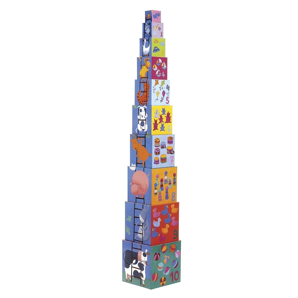 Toronyépítő kocka - Mulatságos építő - 10 funny blocks - Djeco