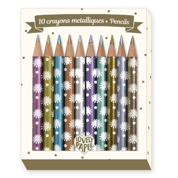 Mini metálszínű ceruza,10 szín - Djeco