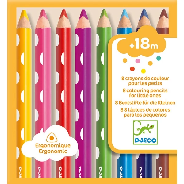 Háromszög alakú,vastag színes ceruza- 8db - Djeco