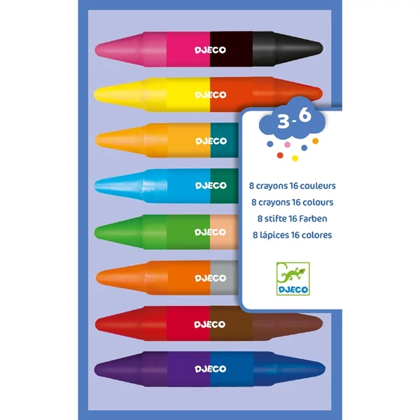 8 duplavégű zsírkréta - 8 twins crayons - Djeco