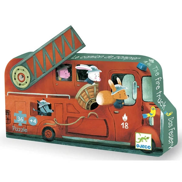 Formadobozos mini puzzle-tűzoltóautók-16db-os - Djeco