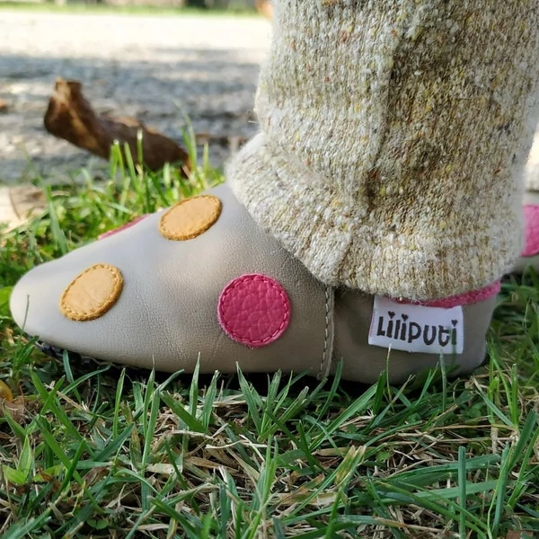 Liliputi Tappancsos Cipő - Pöttyös Panna Pink - M méret