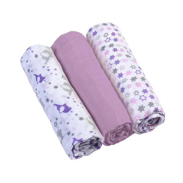 BabyOno színes textilpelenka 3db-os lila --348/04