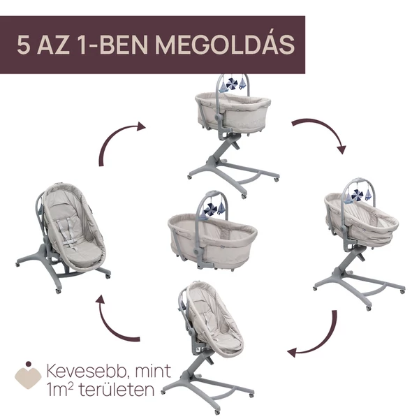 Chicco Baby Hug PRO 5in1 bölcső-szék - Beige Latte