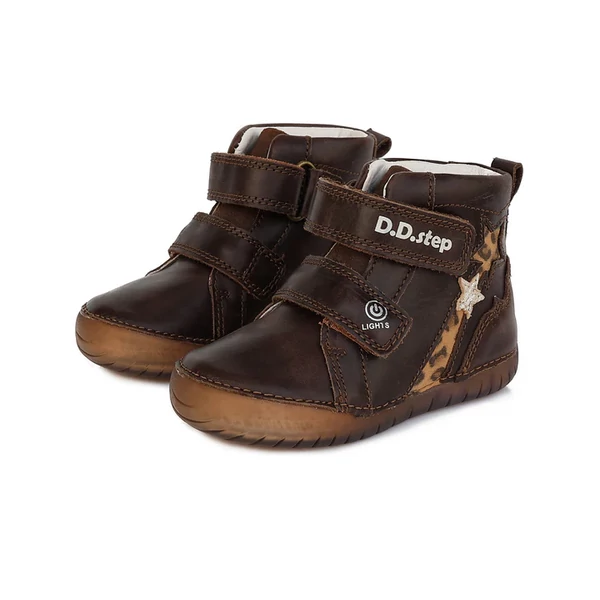 D.D. Step barna csillagos bokacsizma - LED - A050-288B