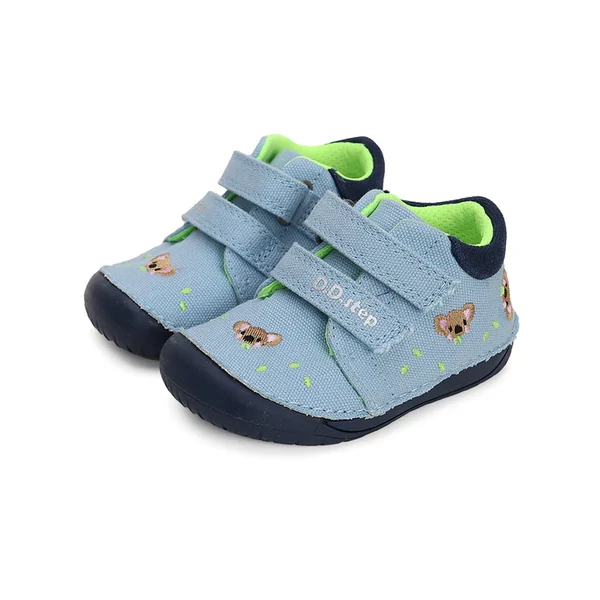 D.D. Step barefoot világoskék macikás vászoncipő - C070-41709A