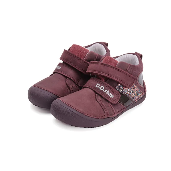 D.D. Step barefoot bordó szívesecskés zárt cipő - S063-42767A