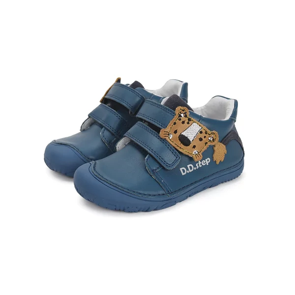 D.D. Step barefoot kék leopárdos zárt cipő - S073-41369