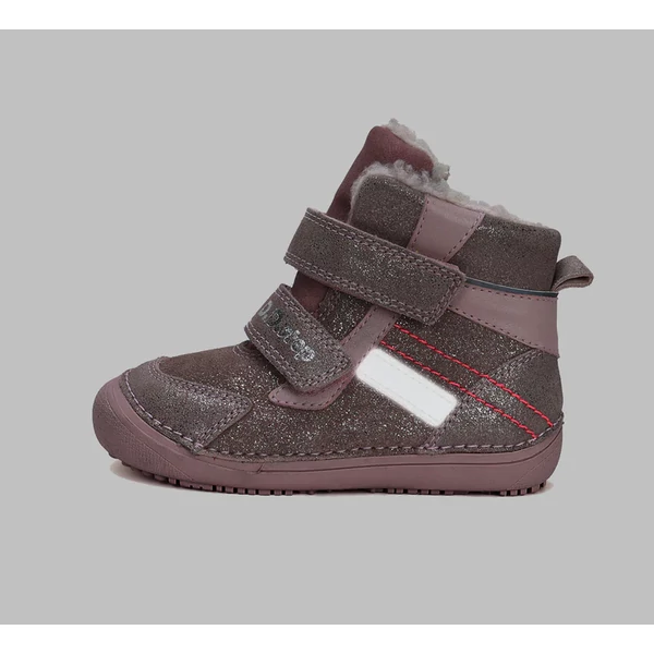 D.D. Step barefoot - Rózsaszín csillogós, bélelt bokacipő cipő - W063-42254C