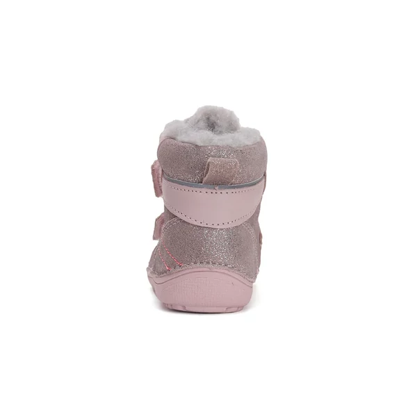 D.D. Step barefoot - Rózsaszín csillogós, bélelt bokacipő cipő - W063-42254C
