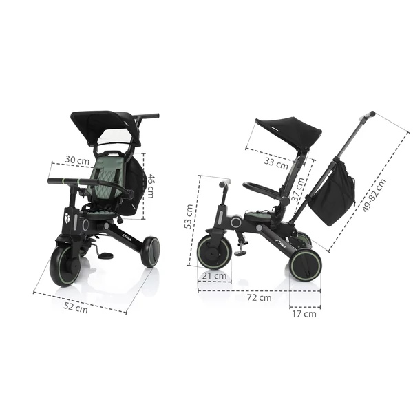 Zopa tricikli - X Trike tolókarral Quartz Pink